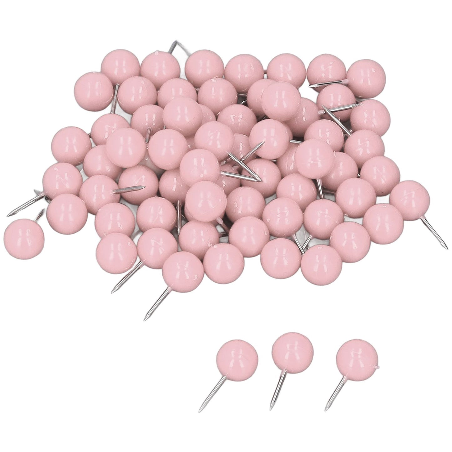 100Pcs Push Pins Map Tacks Steel Plastic Decorative Marking Pins for Cork Boards 9.5x20mm Pink