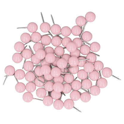 100Pcs Push Pins Map Tacks Steel Plastic Decorative Marking Pins for Cork Boards 9.5x20mm Pink