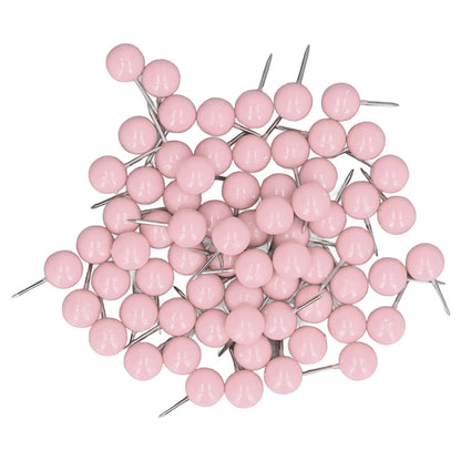 100Pcs Push Pins Map Tacks Steel Plastic Decorative Marking Pins for Cork Boards 9.5x20mm Pink