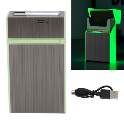 Luminous Cigarette Case USB Rechargeable Cigarette Box with Electric Lighter for Whole Package 20pcs 84‑100mm Cigarettes Black