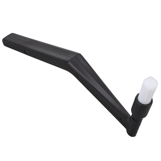 Long shank elbow cleaning brush with white nylon tip and black plastic handle.