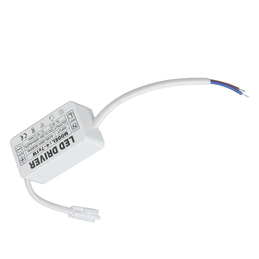 LED driver power supply label side with blue and white wire leads