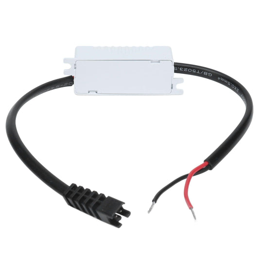 LED driver module with black cable and plug connectors, red and black output wires