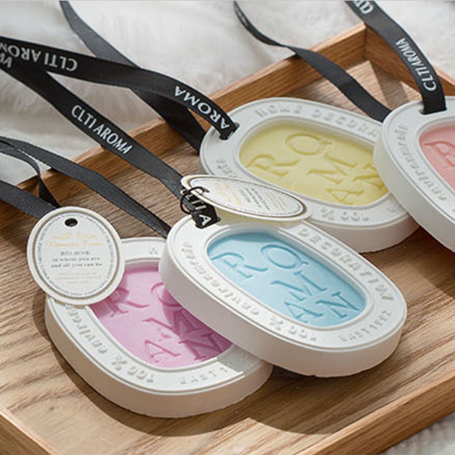 Hanging Aromatherapy Wax Tablets Home Closet Odor Freshener Car Solid Air Freshener Pendant