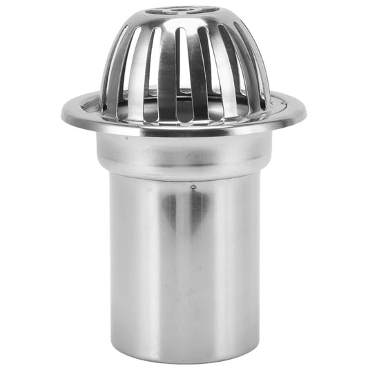 Stainless steel round floor drain with slotted grate, polished finish