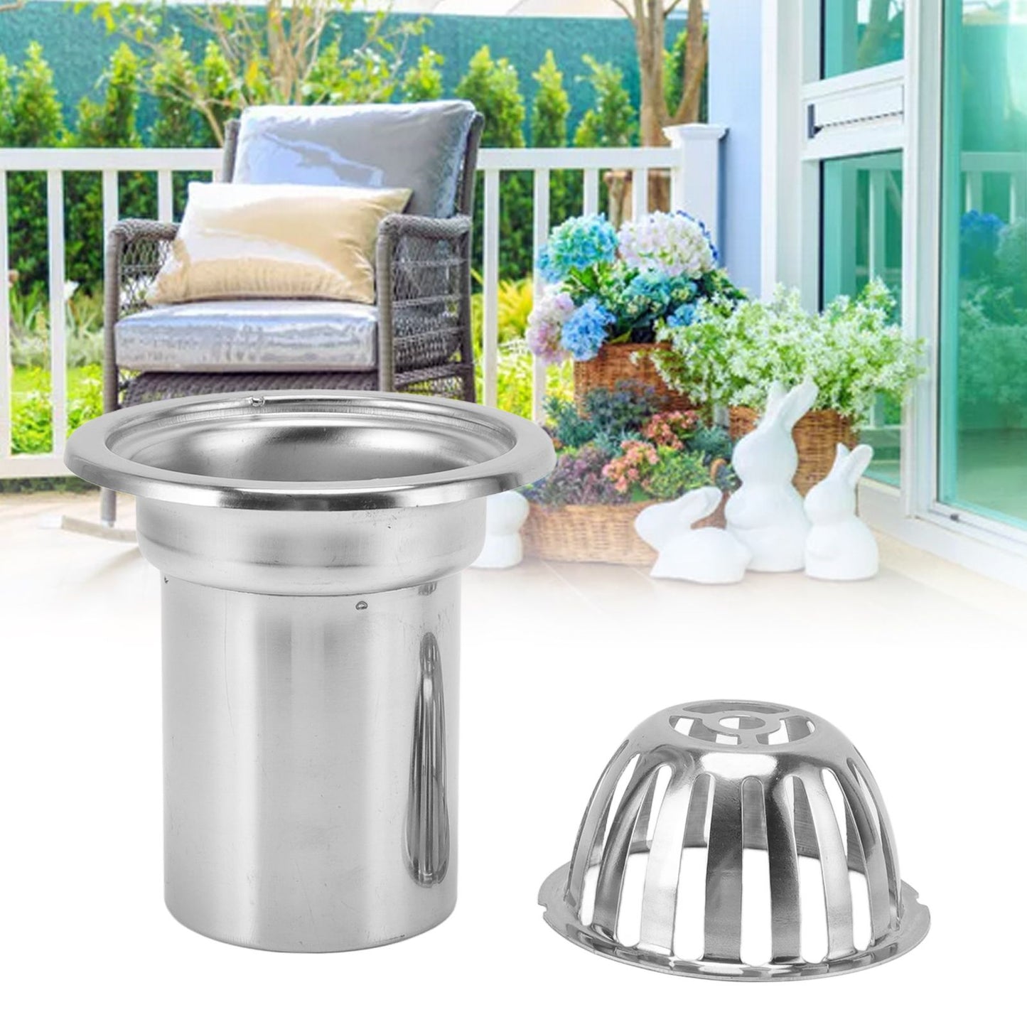 Roof Floor Drain Stainless Steel Non Blocking Balcony Outdoor Rain Bucket Drainage Parts Round 3in