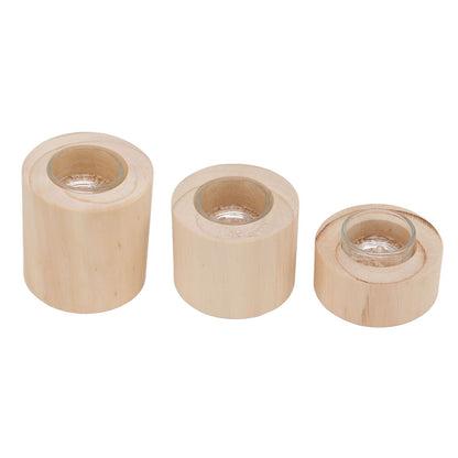 3Pcs Wooden Candle Cup Holders Low Medium High Simple Wooden Candlestick for Living Room Office Study Bedroom