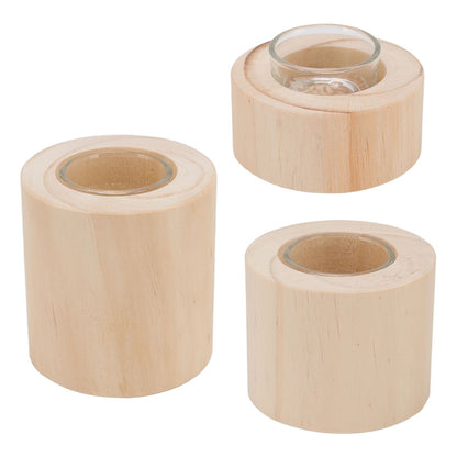 3Pcs Wooden Candle Cup Holders Low Medium High Simple Wooden Candlestick for Living Room Office Study Bedroom