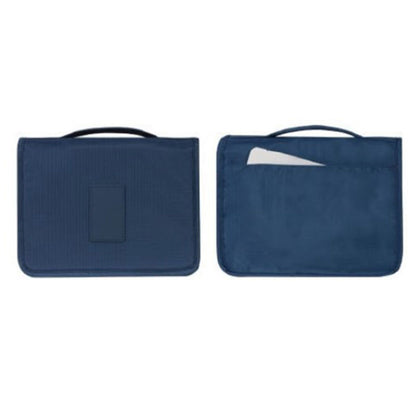 Hanging Toiletry Bag Cosmetic Bag Foldable Makeup Bag with Hook and Tote Navy Blue 24x18.5x9.5cm for Travel