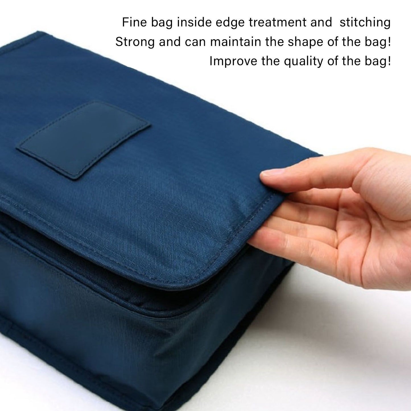 Hanging Toiletry Bag Cosmetic Bag Foldable Makeup Bag with Hook and Tote Navy Blue 24x18.5x9.5cm for Travel