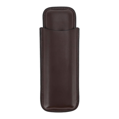 Leather Cigar Case Portable 2 Finger Cigar Holder for Travel Business Trip Boyfriend Gifts Deep Coffee