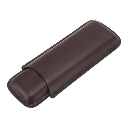 Leather Cigar Case Portable 2 Finger Cigar Holder for Travel Business Trip Boyfriend Gifts Deep Coffee