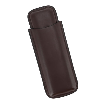 Leather Cigar Case Portable 2 Finger Cigar Holder for Travel Business Trip Boyfriend Gifts Deep Coffee