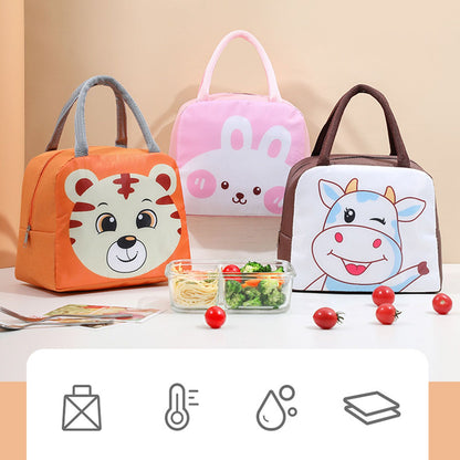 Lunch Bag Cute Cartoon Animal Pattern Waterproof Large Capacity Portable Thermal Insulation Lunch Box Bag for Women Men Tiger