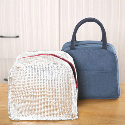 Tote Lunch Bag Reusable Insulated Cooler High Capacity Waterproof for Men Women Work Picnic Beach Dark Blue