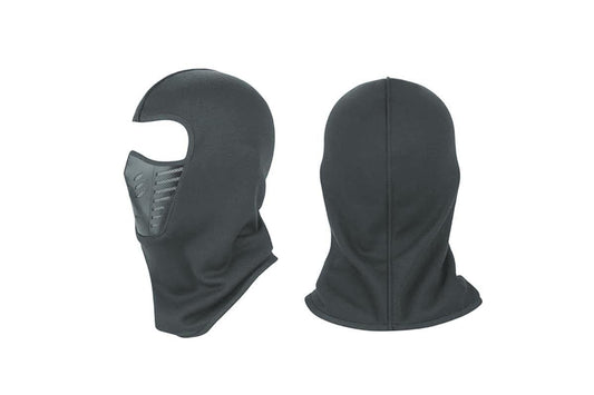 Grey thermal motorcycle face mask balaclava with molded nose and chin opening