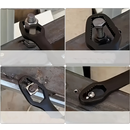 Black multi-functional 5mm thick box wrench, double-ended self-tightening adjustable wrench, wrench diameter 3-17mm, portable hand tool, suitable for automotive and household use.