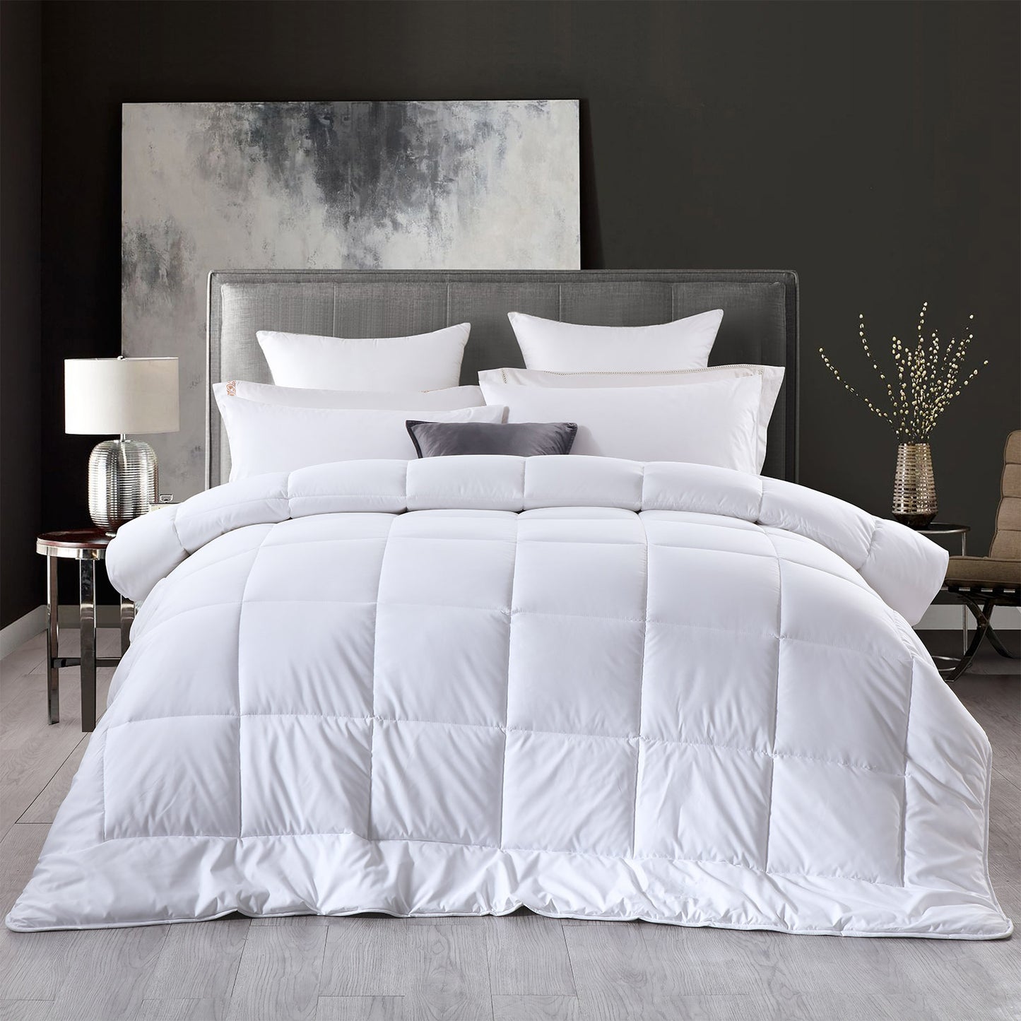 Royal Comfort 260GSM Deluxe Eco-Silk Touch Quilt 100% Cotton Cover - Single - White