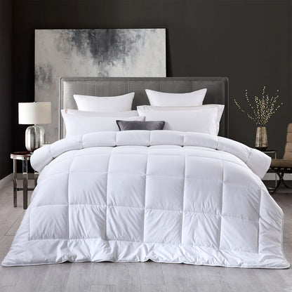 Royal Comfort 260GSM Deluxe Eco-Silk Touch Quilt 100% Cotton Cover - Single - White