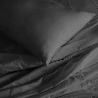Royal Comfort 1000TC Hotel Grade Bamboo Cotton Sheets Pillowcases Set Ultrasoft - Queen - Pewter