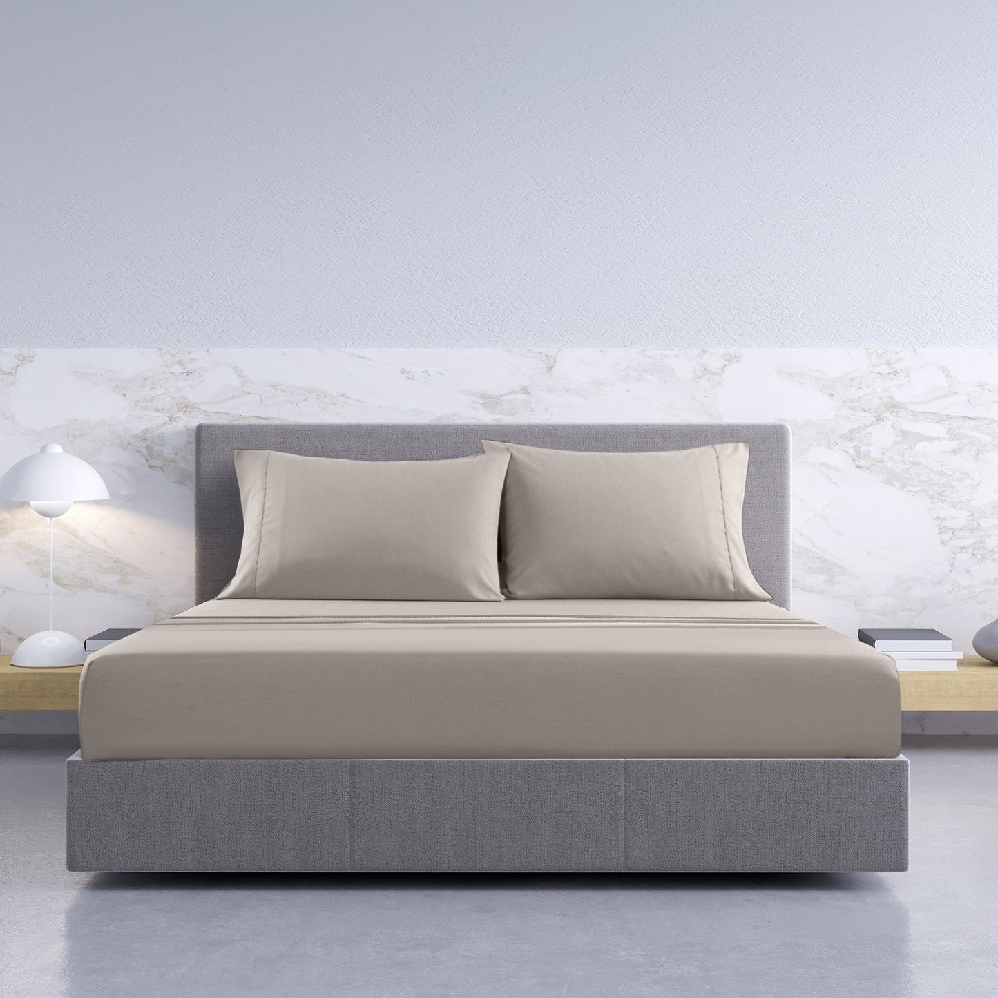 Royal Comfort 1000TC Hotel Grade Bamboo Cotton Sheets Pillowcases Set Ultrasoft - Queen - Dove