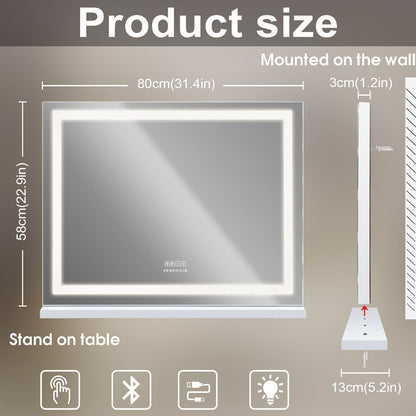 LED Makeup Mirror Bluetooth Touch Sensor Hollywood Vanity
