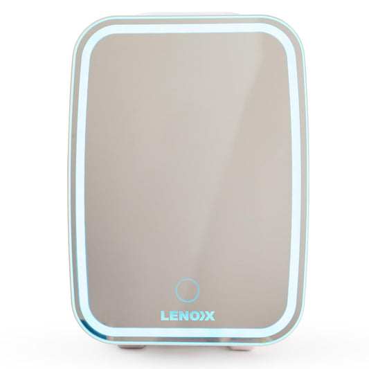 White cosmetics skincare fridge door front panel with LENNOX logo