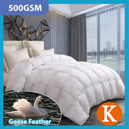 White goose feather down duvet, king size 240x210cm with quilted baffle stitching