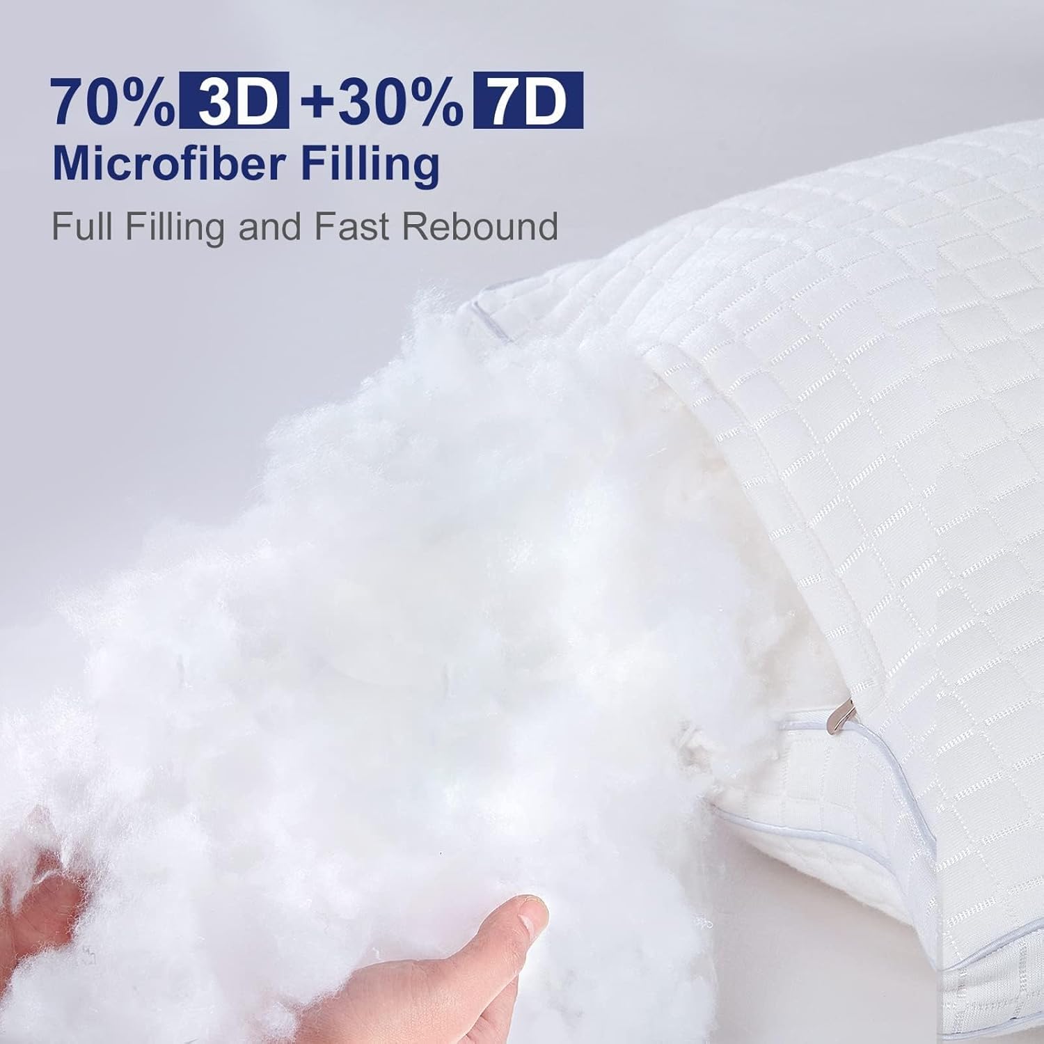 White quilted pillow with microfibre filling cloud for full rebound comfort