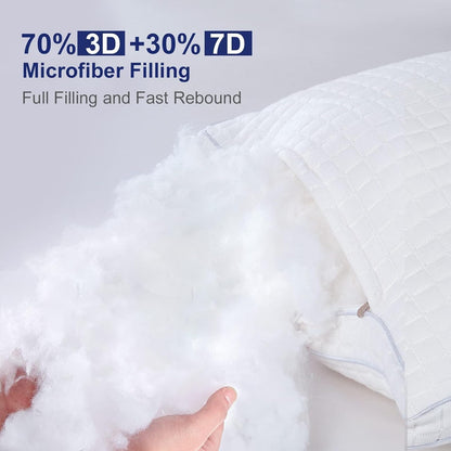 White quilted pillow with microfibre filling cloud for full rebound comfort
