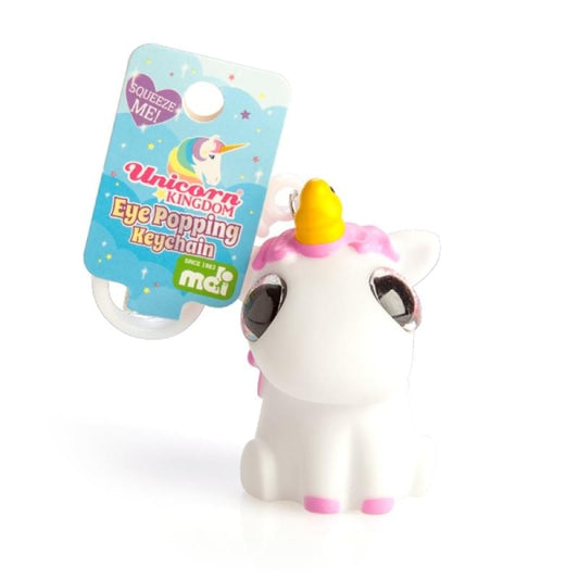 Unicorn keyring, white unicorn figure with yellow horn and pink accents