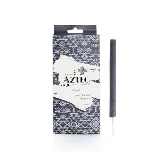 Copal incense sticks in patterned Aztec box with one loose stick