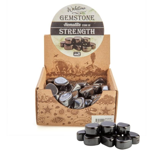 Tumbled hematite gemstone beads, dark metallic black with slight silver sheen