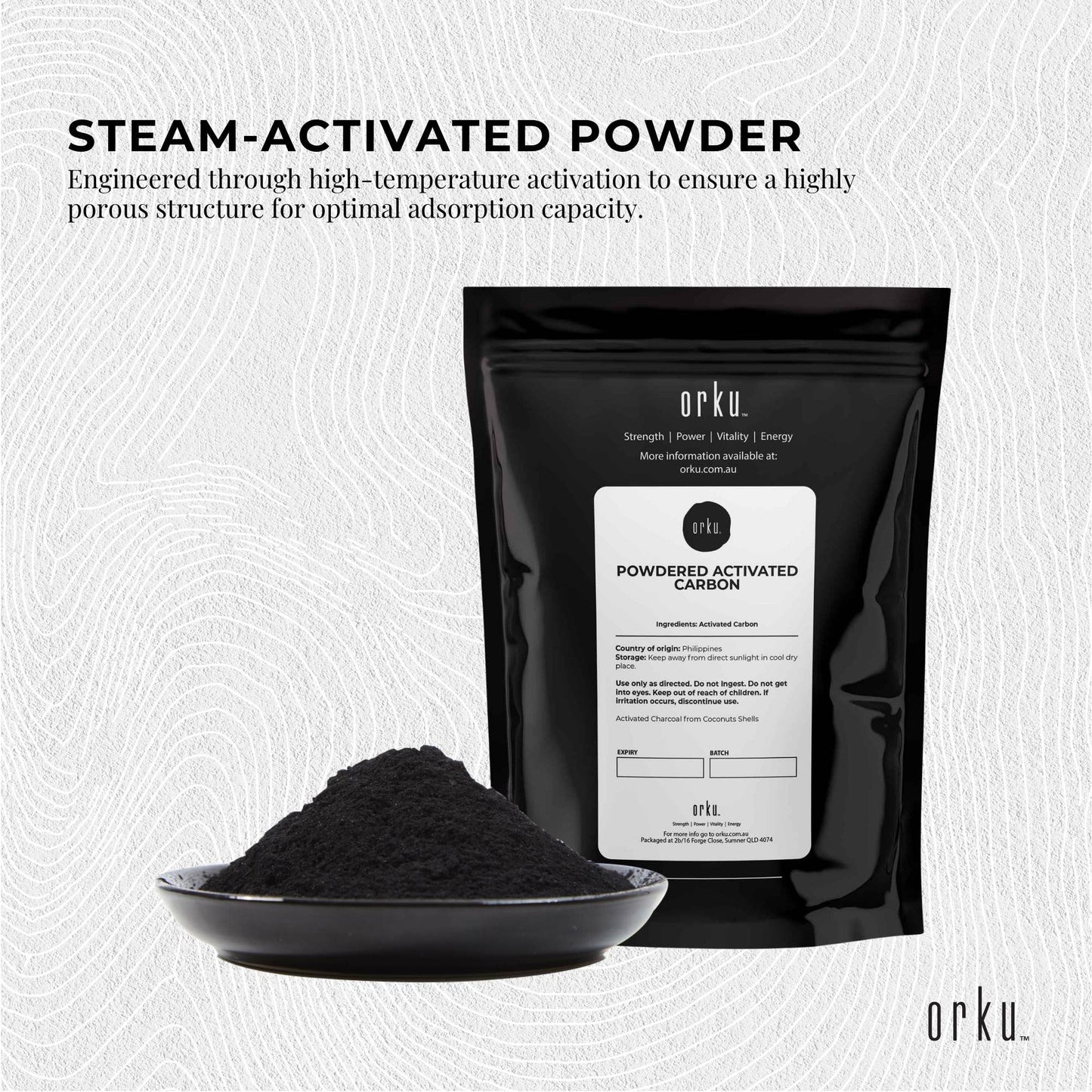 Orku 1Kg Activated Carbon Powder Coconut Charcoal - Water Filtration