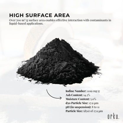 Orku 2Kg Activated Carbon Powder Coconut Charcoal - Water Filtration