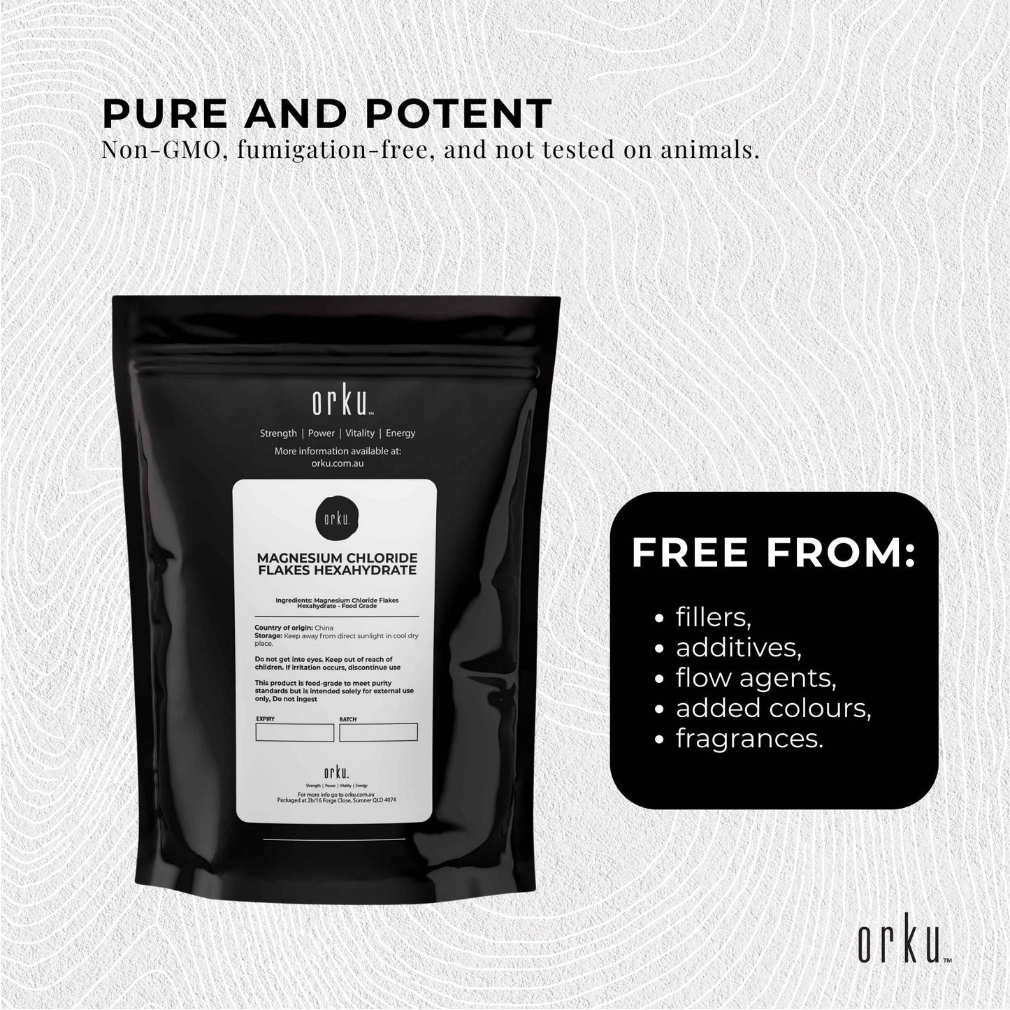 Orku 1Kg Magnesium Chloride Flakes Hexahydrate - FCC USP Spec Bath Salts