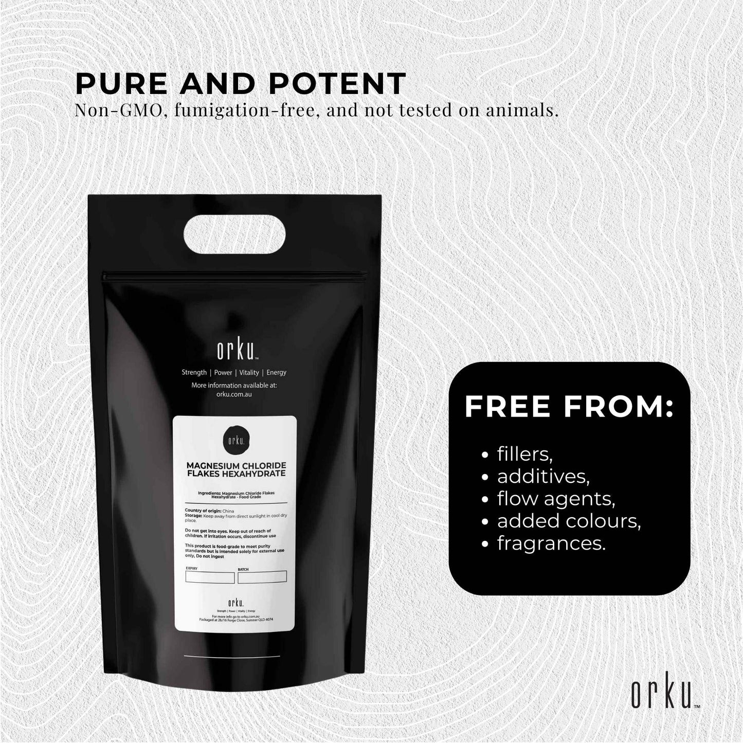Orku 10Kg Magnesium Chloride Flakes Hexahydrate - FCC USP Spec Bath Salts