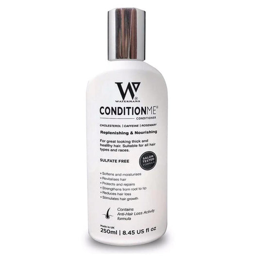 Hair growth conditioner bottle, white with metal cap, 250 ml
