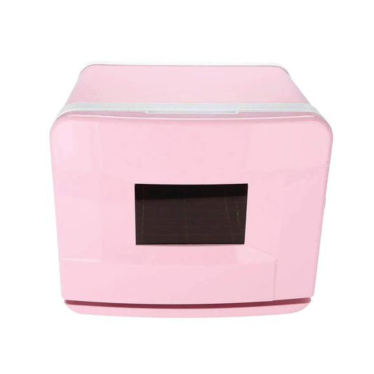 Pink electric towel warmer UV steriliser cabinet with front access window