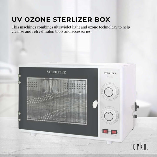 UV ozone sterilizer box with front control dials and chamber viewing window