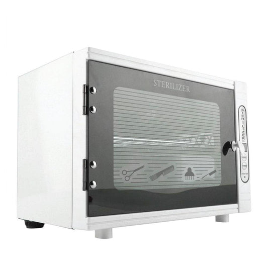 UV sterilizer box with white housing and dark front window
