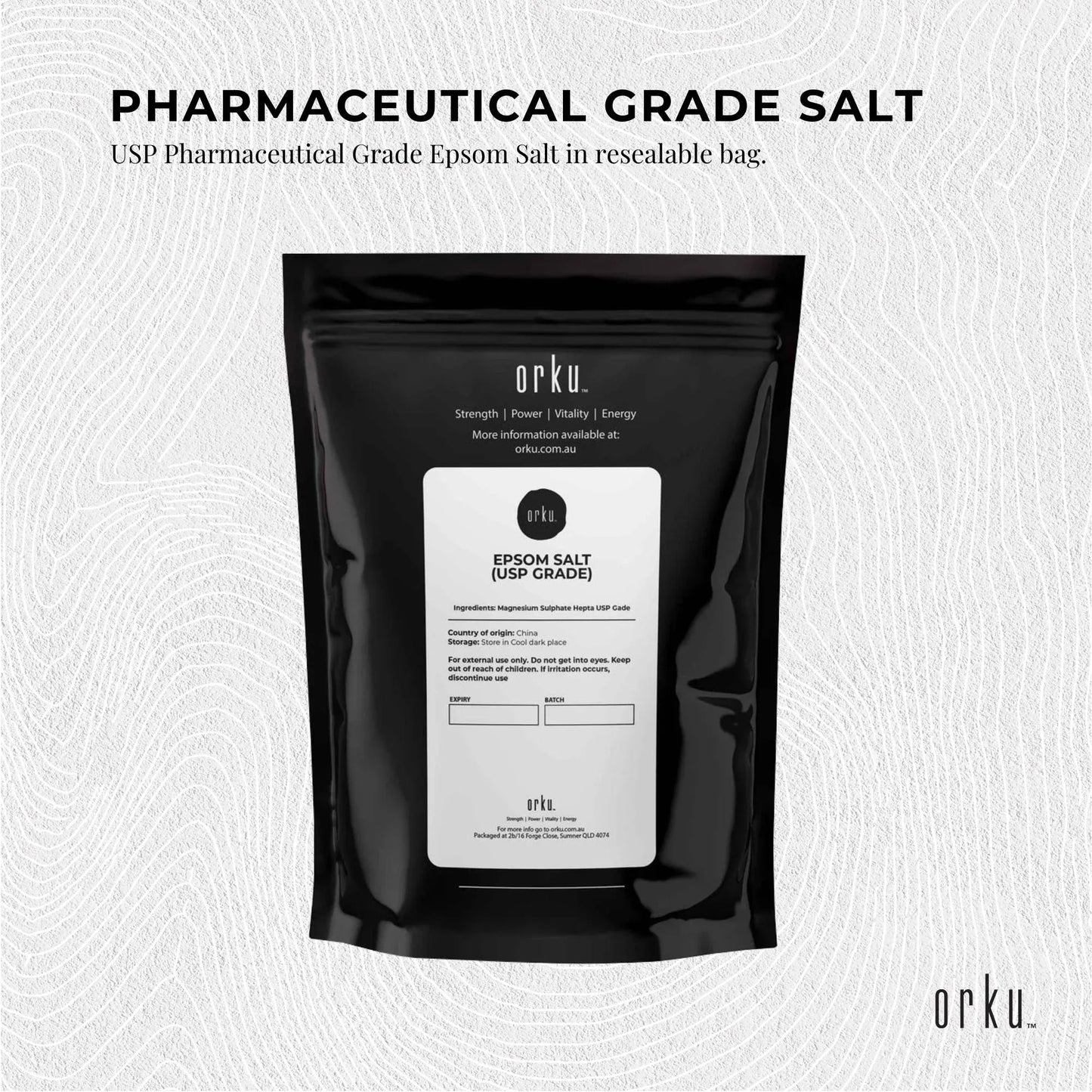 Orku 100g USP Epsom Salt Crystals - Magnesium Sulphate Bath Garden Household Use