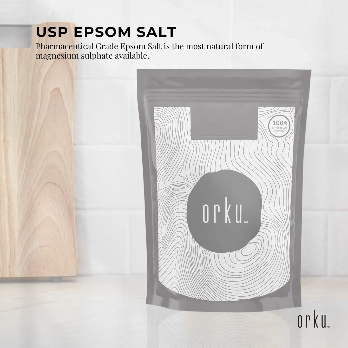 Orku 1Kg USP Epsom Salt Crystals - Magnesium Sulphate Bath Garden Household Use