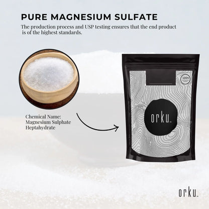 Orku 1Kg USP Epsom Salt Crystals - Magnesium Sulphate Bath Garden Household Use