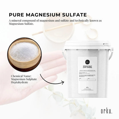 Orku 1.3Kg USP Epsom Salt Tub Bulk Magnesium Sulphate Bath Garden Household Use