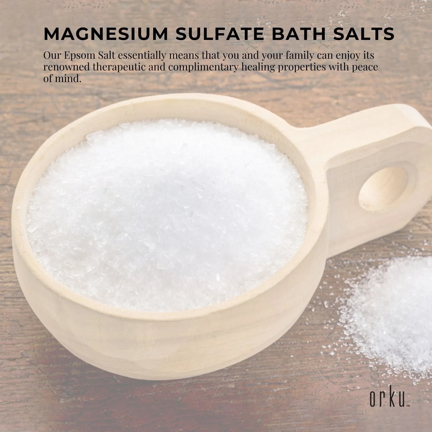 Orku 5Kg USP Epsom Salt Tub Bulk Magnesium Sulphate - Bath Garden Household Use