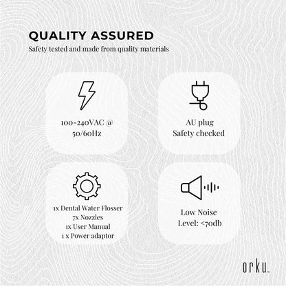 Orku 1000ml Water Flosser Electric Oral Irrigator - Adjustable Pressure White