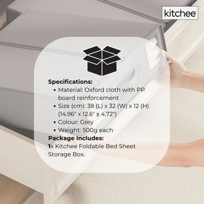 Foldable grey oxford fabric storage box with PP board reinforcement and covered lid