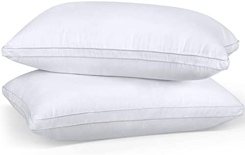 King-size hotel pillow twin pack, two white pillows with sewn edges