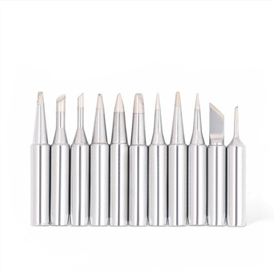 11-piece soldering iron tip set, silver metal nozzles with pointed ends